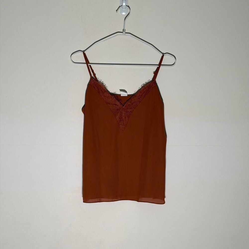Melrose and Market orange brown lace cami shirt top oversized adjustable straps